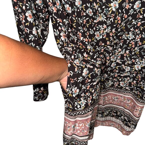 J.Jill Women's Midnite Floral Long Sleeve Cottage Core/Boho Dress Sz L NWT - Picture 6 of 13